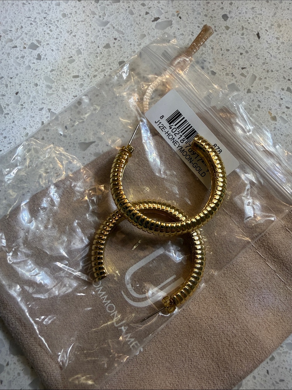 Uncommon James Honeycomb Textured Gold Hoop Earrings